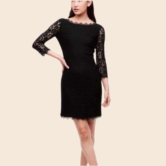 Babaton Raphael Black Half Sleeve Lace Mini Bodycon Dress Size 0 - Picture 1 of 16